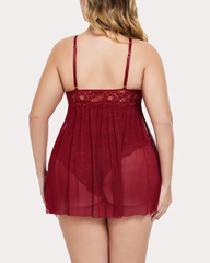 Plus Size Sexy Lace Teddy with Crisscross Front Straps