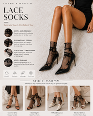 3-Pairs Sexy Elegant Ultra-Sheer Lace Ankle Socks