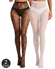 2-Pack Bow-Decorated Fishnet Stockings