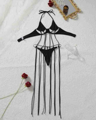 Sexy Strappy Cutout Halter Bra & Thong Lingerie Set