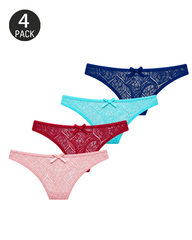 4/6-Pack Lace High-Waisted Thong Panties Multi-Color Set