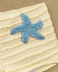 Halter Neck Starfish Sequin Embroidered Two-Piece Bikini Set