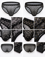 2-Pack Men's Sheer Mesh Diamond Pattern Briefs