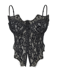Sexy Boned Corset Lace Mesh Patchwork Cami Top