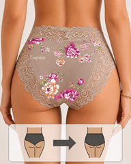 4-Pack Mid Waist Floral Print Lace Seamless Panties