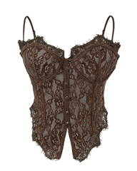 Sexy Boned Corset Lace Mesh Patchwork Cami Top