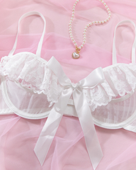 Sexy Lace Ruffle Push-Up Cutout Two-Piece Lingerie Set
