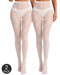 2-Pack Bow-Decorated Fishnet Stockings