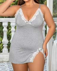 Plus Size Sexy Lace Trim Home Nightdress