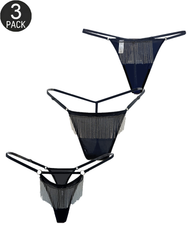 3-Pack Women's Low-Rise Thongs with Tassel Fringe & Ring Details