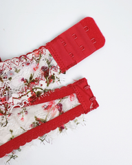 Romantic Floral Embroidered Lace Underwire Bra & Thong Set