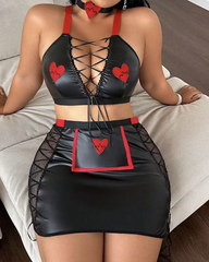 Plus Size Sexy Lace-Up Nurse Costume Lingerie Set