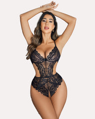 Lace V Neck Cut Out One Piece