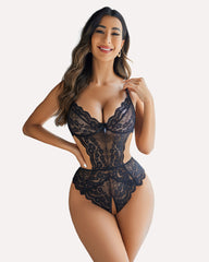 Lace V Neck Cut Out One Piece