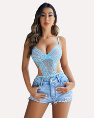 Lace V Neck Cut Out One Piece