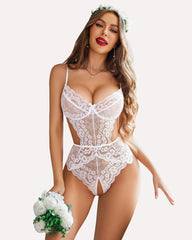 Lace V Neck Cut Out One Piece
