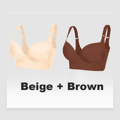 Full-Coverage Back Smoothing Bra-Brown+Beige (2 PACK）