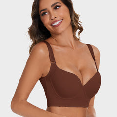 Push-Up Back Smoothing Bra-Brown+Beige (2 PACK）