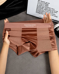 3-Pack Men's Satin Cool-Feel Ice Silk Breathable Mesh Boxer Briefs