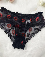 4-Pack Sexy Lace See-Through Lip Embroidered Panties