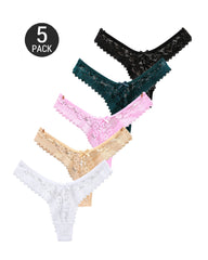 Multiple-Pack Sexy Floral Lace See-Through Thongs
