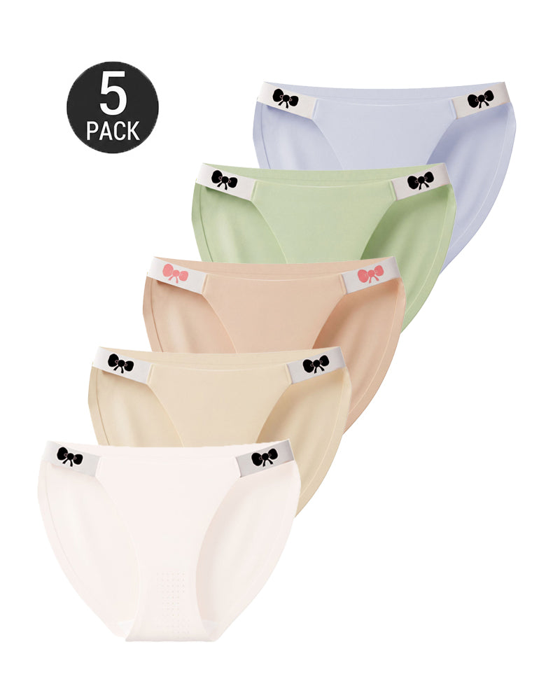 5-Pack Seamless Ice Silk Butterfly Print Breathable Panties