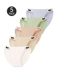 5-Pack Seamless Ice Silk Butterfly Print Breathable Panties