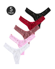 Multiple-Pack Sexy Floral Lace See-Through Thongs