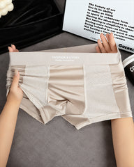 3-Pack Men's Satin Cool-Feel Ice Silk Breathable Mesh Boxer Briefs