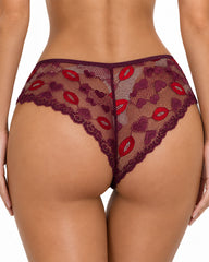 4-Pack Sexy Lace See-Through Lip Embroidered Panties