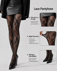 3-Pack High Stretch Fishnet Floral Lace Stockings