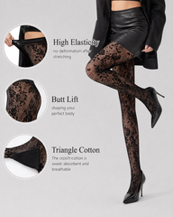 3-Pack High Stretch Fishnet Floral Lace Stockings