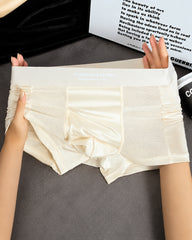 3-Pack Men's Satin Cool-Feel Ice Silk Breathable Mesh Boxer Briefs