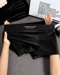 3-Pack Men's Satin Cool-Feel Ice Silk Breathable Mesh Boxer Briefs