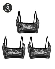 Three-Pack Sexy Floral Lace See-through Mesh Bra