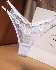Embroidered Sexy Sheer Mesh Thong