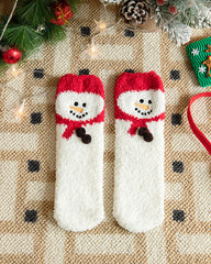 Christmas Coral Fleece Fun Print Warm Socks