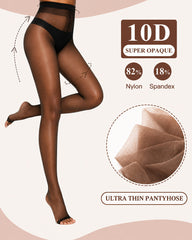 3 Pairs Ultra Thin 10D Control Toeless Pantyhose