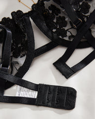 Sexy Flower Embroidered Mesh Lace Gathered Bra Set
