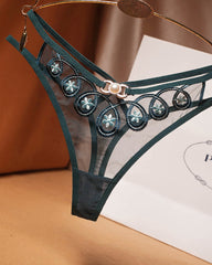 Embroidered Sexy Sheer Mesh Thong