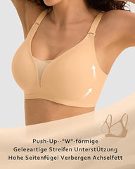 V-neck Comfortable Breathable Seamless Wire-free Push-up Mesh Bra