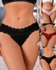 Lace-trimmed Stretchy Comfortable Pure Cotton Crotch Panties