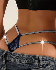 Sexy Lace Openwork Shiny Belt Low-rise Thong