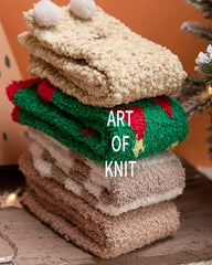Christmas Coral Fleece Fun Print Warm Socks