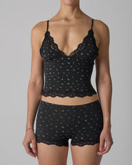 Sexy Skin-friendly Lace Trim V-neck Camisole and Boyshorts Underwear Set