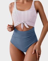 Bañador de una pieza con control de abdomen y nudo fruncido