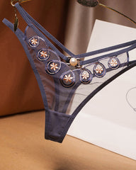 Embroidered Sexy Sheer Mesh Thong