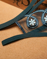 Embroidered Sexy Sheer Mesh Thong
