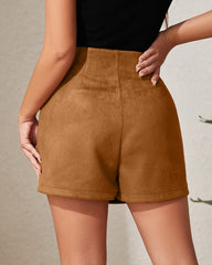 Women's Suede-like Knotted Pleated Irregular Mini Skirt
