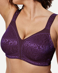Deep V Floral Mesh Panel Full Coverage Wireless Shaping Bra